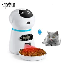 Dog Bowls Fearers Automatic Pet Feeder 35L Smart Food Dispenser for Cats Dogs Part Controller Voice Voice Timer Timer Supplies 231031