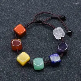 Bracciale rigido in pietra naturale con blocchi di pietra 7 Chakra Reiki Bracciali da donna Ametiste Ctrines Guarigione Equilibrio Meditazione Quarzo 1pz