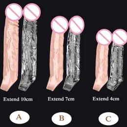 섹스 장난감 마사지 페니스 확장 슬리브 현실적인 딜도 4/7/10cm 지연 사정 남성 확대