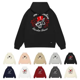 European and American fashion brand AMI printed cartoon Wolf bone letters multi-color long-sleeved hoodie loose pure cotton hoodie men and women the same