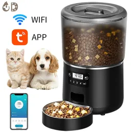 مغذيات الكلاب الأوعية 4L التلقائي Cat Feeder Pet Smart Food Cibble Dispenser Timer Stainless Steel Bowl Auto for Cats 231031