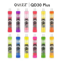 Original E-cigaretter 5% Quizz QD30 Plus laddningsbara 4000 puffar Förfylld förångare Pen Mesh-spole Disponibla POD-enhet 650mAh Battery Mod Sitck Bar