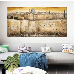 キャンバスポスターの写真写真プリント西部の壁の祈りエルサレムのシーンリビングルームの壁の装飾のためのフレーム付き絵画