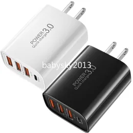 30W Fast Quick Charge PD Type c USB-C Charger Eu US UK AC Home Travel 4Ports Wall Chargers Power Adapter For IPhone 11 12 13 14 Samsung Lg B1