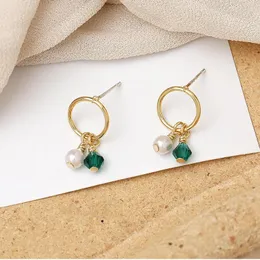Boucles d'oreilles à tige Meezuoo émeraudes perles pendentif bijoux pour couleur or Wemon accessoires féminins cadeau de mariage
