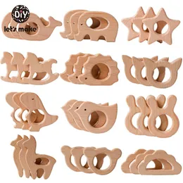 Baby Teethers Toys Lets Make 5pcs Wholesale Wooden Teether Rodent Pacifier Pendant DIY Necklace Gift A Free Beech Hedgehog Bird 230331