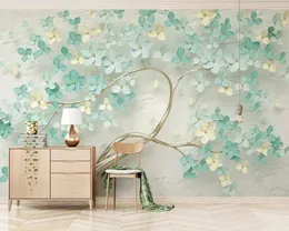 Bakgrunder Färska 3D -blommor präglade barn Bakgrund Papel de Parede vardagsrum soffa tv -vägg sovrum papper hem dekor café väggmålning
