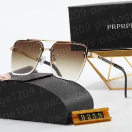 2023 Luxury Designer Solglasögon för män Kvinnor Cool Style Classic Hot Fashion Gold Square Frame Eyewear Man Designers Solglas med Box Beach Outdoor 3259 Eyelgasses