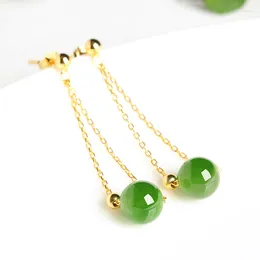 Dangle Earrings 925 Silver Inlaid Natural Jade Ball Drop Sei Fashion Generous Women's And Tianyu Pearl