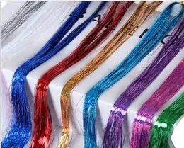Färgglad metallisk glitter glitter laserfiber hår peruk hårförlängning tillbehör hårstycke klipp i cosplay peruk fest evenemang festiv190882