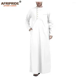 Abbigliamento etnico musulmano per uomo Jubba Thobe con maniche lunghe e girocollo Abito islamico taglie forti AFRIPRIDE A2014001