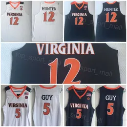 Virginia Cavaliers College Basketball 5 Kyle Guy Jerseys 12 DeAndre Hunter Shirt Stitched Team Color Navy Blue White University for Sport Fans andningsbara män NCAA