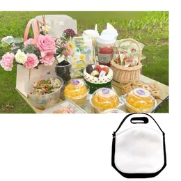 DHL50pcs Ice Packs Sublimation DIY White Blank Patchwork Black Double Layer Neoprene Lunch Bag