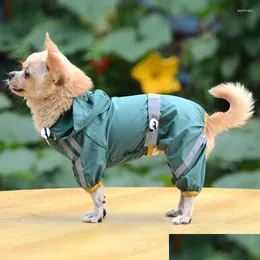 Odzież dla psa odzież rok Pet Cat Cat Rain Rainoat Ubrania szczeniąt kombinezon z kapturem wodoodporne Kurtki deszczowe upuść dostawa dhgarden dhw5x