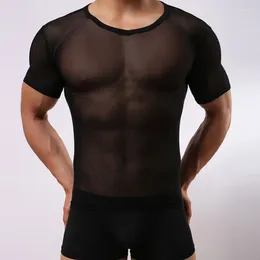 Unterhosen Gays Eng anliegende Unterwäsche für Männer Sexy Mesh Transparent Kurzarm Junge Atmungsaktive Sport T Back Dessous