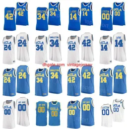 UCLA BRUINS 24 Jalen Hill Jersey 34 David Singleton Lonzo Ball 2 Zach Lavine 14 42 Kevin Love 5 Baron Davis for Sportファンブルーホワイト大学