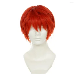 Parti Malzemeleri Brdwn Suikast Sınıfı Akabane Karuma kaderi Emiya Shirou 30cm/11.8 "Kısa Turuncu Düz Cosplay Hairwear