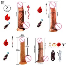 Sex Toy Massager vuxen massager fjärrkontroll teleskopisk rotation realistisk dildo vibrator för kvinna stor penis vagina kvinnlig onani