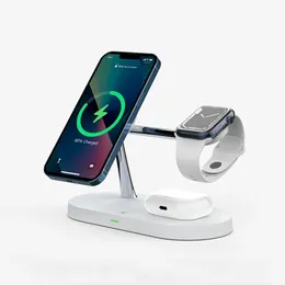 5 in 1 15W mag-Safe Wireless Quick Charger Station for iPhone 14 13 Pro Max XS 8 Magnetic Wireless Fast Charging Stand Station for Cell Smart Mobile Phone