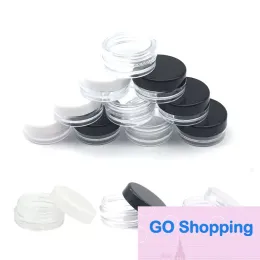 Contenitori per balsamo per labbra di alta qualità Vasetti per cosmetici rotondi trasparenti da 3G / 3ML con tappo a vite bianco trasparente nero