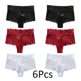 Kvinnors trosor 6st S4XL Plus Size Women Underwear Hollow Out Lace Female Sexig Sheer Lingerie Breattable Briefs Large 231031