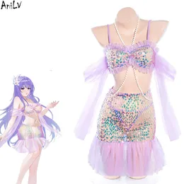 ANI 2023 Summer Anime Girl Mermaid Swimsuit Women Fairy Spirit Shiny Bling badkläder Kostym Cosplay Cosplay