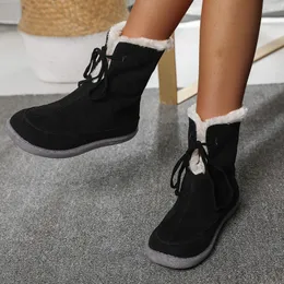 flat bottom boots woman cotton shoes black brown in winter outdoor sports sneakers