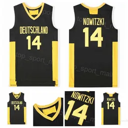 أفلام Deutschland كرة السلة 14 Dirk Nowitzki Jerseys Men College College High School Shirt Uniform Breatable لمشجعي الرياضة Pure Cotton Team Black NCAA