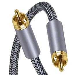 Cabo de áudio coaxial digital de 1,5 m RCA para RCA macho para cabo de subwoofer macho com conector banhado a ouro