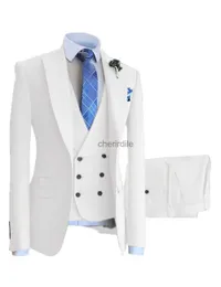 Ternos masculinos blazers terno de negócios dos homens 3 peça um botão branco reunião festa casamento formal trajes de boda para hombre completos yq231101