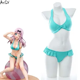 Ani Japanischer Anime Kaguya-sama: Liebe ist Krieg Fujiwara Chika Bikini Badeanzug Bademode Uniform Outfit Kostüm Cosplay Cosplay