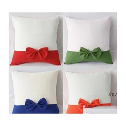 Cushion/Decorative Pillow 40X40Cm Bow Ers Sublimation Blanks Diy Printing Cushion Pillowcases With Zipper Rrb13118 Drop Delivery Hom Dhy10