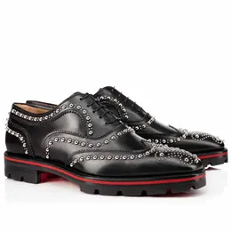 Män klänning lägenheter skor ensamma oxford loafers skor svart äkta läder glid på crapamale herr platta läder derbies sko silver stud med låda