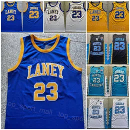 Laney Bucs High School 23 Michael Jersey College Basketball North Carolina Tar Heels University for Sport Fans Pure Cotton Cucile Blue Blue White Yellow NCAA