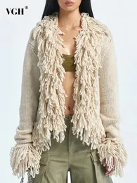Женские свитера VGH, однотонный вязаный повседневный свитер для женщин, с V-образным вырезом и расклешенными рукавами, свободный темперамент, толстые зимние свитера, женская модная одежда 231031