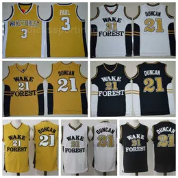 NCAA College Men Basketball Tim Duncan Jerseys 21 Wake Forest Deamon Deacons Chris Paul Jerseys 3 Университет желтый черный белый цвет