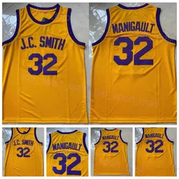 영화 TV 쇼 Don Cheadle Earl Manigault Jerseys Basketball 32 JC Smith College University 자수 및 스포츠 팬 NCAA를위한 옐로우 셔츠 팀에 꿰매어