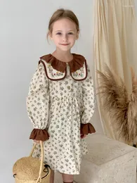 女の子のドレス2023女の子のためのAncobear Floral Dress Princess Embroidery Lace Print Children Vintage ElegantFrocks Infants衣装