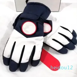 Мужские и женские перчатки с пятью пальцами, дизайнерские перчатки с буквенным принтом, утепленные перчатки для зимних видов спорта на открытом воздухе