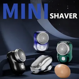 Electric Shavers Mini Electric Shaver 6 Blades Portable Shaver USB uppladdningsbar skägg Trimmer Våt torr resespackare Electric Razor för män 231031