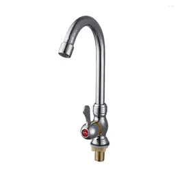 Bathroom Sink Faucets Durable Kitchen Faucet Mixer Taps Chrome Cold Water Tap Deck Mounted Accessories Plastic Steel Silver
