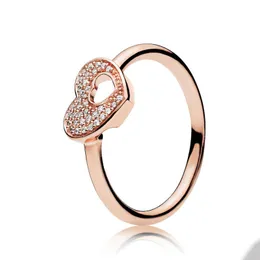 Rose Gold Jigsaw Puzzle Love Hearts Ring for Pandora Real Sterling Silver Wedding Designer Rings smycken för kvinnor flickvän gåva cz diamantringar med originallåda