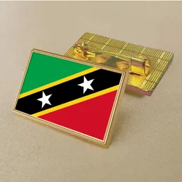 Party St. Kitts and Nevis Flag Pin 2.5*1.5cm Zinc Die-cast Pvc Colour Coated Gold Rectangular Medallion Badge Without Added Resin