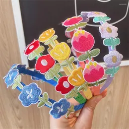 Hair Accessories Children's Embroidered Flowers Headband Sweet Girls Fragmented Hairband Bangs Ponytail Headwear For Kids