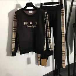 디자이너 까마귀 트랙 슈트 여성 활동복 세트 스웨터 바지 2 조각 세트 버 패션 니트 캐주얼 트랙 슈트 2xl