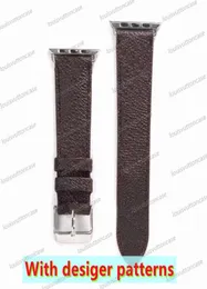 Bandas de relógios de luxo lldesigner 38mm 40mm 41mm 42mm 44mm 45mm Iwatch Series2 S3 S4 S5 Bandas Strapeira de Leather Straplet Moda Stripes4245038