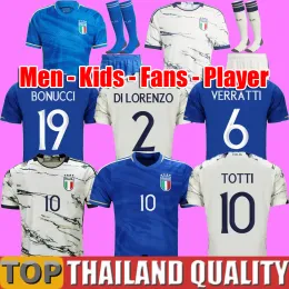 2023 2024イタリアサッカージャージーファンプレーヤーバージョンMAGLIE DA CALCIO VERRATTI CHIESA GNONTOフットボールシャツT LORENZO PINAMONTI POLITANO GRIFO KIDS KITユニフォーム