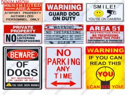 Vintage aviso caverna propriedade privada sinal de metal cuidado com cães área 51 placas de arte de parede de metal sem estacionamento decoração de casa8592377