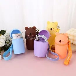 Silikagelmynt Purse Cylinder Storage Bag Portable Earphone Storage Bag Children's Silicone Keychain Coin Purse 5x9cm