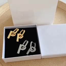 Klasik Stil Şık Mektup Kolye Küpe Kadınlar 18K Altın Gümüş Cazibesi Küpe Tase Takıları Yüksek Kalite Kutu
